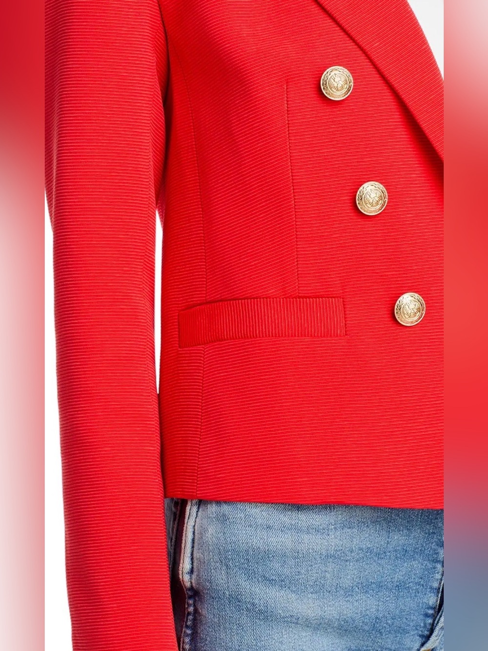 NWT L'Agence Brooke Double-Breasted Crop Blazer in Fire Red. SIZE 10 - Picture 4 of 10